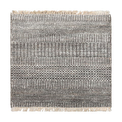 Square Ivory, Gray, Color Hand Knotted Tibetan Wool & Bamboo Silk Modern Oriental Rug
