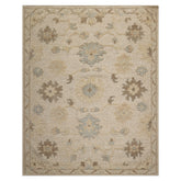 Knotted Rug Ivory Hand Knotted 8'x10' Transitional Embossed Look Oushak Wool Oriental Area Rug