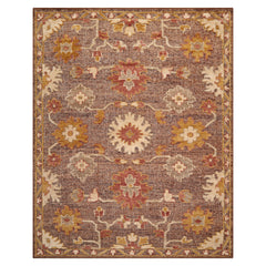 Knotted Rug Brown Hand Knotted 8'x10' Transitional Embossed Look Oushak Wool Oriental Area Rug