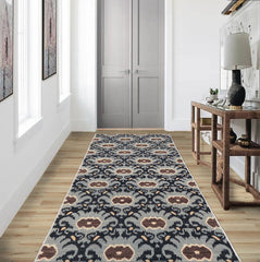 Multi Size Slate Blue Ivory Color Hand Knotted Tibetan Wool Contemporary Oriental Rug