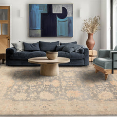 Multi Size Gray Beige Tan Color Hand Knotted Oushak Wool Antique Oriental Rug