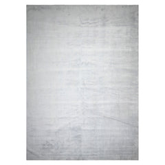 Knotted Rug Gray Hand Knotted 13'7''x18'5" Modern Tibetan 100% silk Oriental Area Rug