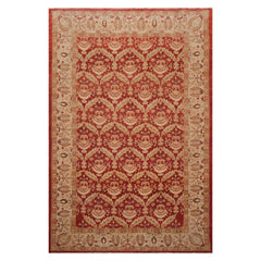 Knotted Rug Rust Hand Knotted 6'x9'6" Traditional Classic European 200 KPSI Wool Oriental Area Rug