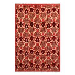 Knotted Rug Coral Hand Knotted 5'11''x8'11" Art Deco Art Deco 200 KPSI Wool Oriental Area Rug