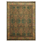 Multi Size Green Pistachio Coral Color Hand Knotted Wool Oriental Rug