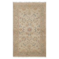 3x5 Beige, Rust, Blue Color Hand Knotted Afghan Oushak Wool Transitional Oriental Rug
