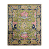 Knotted Rug Green Red Hand Knotted Multi Size Wool Arts and Crafts Oushak Traditional Rugs