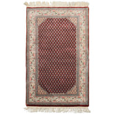 3x5 Maroon, Ivory, Aqua Color Hand Knotted Wool Traditional Oriental Rug