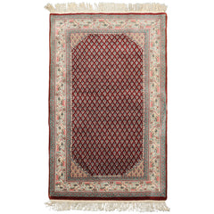 3x5 Maroon, Ivory, Aqua Color Hand Knotted Wool Traditional Oriental Rug