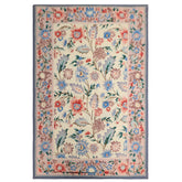 4x6 Ivory, Blush, Blue Color Hand Knotted French Aubusson Needlepoint Wool Traditional Oriental Rug