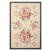4x6 Ivory, Gray, Black Color Hand Knotted French Aubusson Needlepoint Wool Traditional Oriental Rug