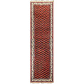 Runner Orange, Ivory, Celadon Color Hand Knotted Wool Traditional Oriental Rug