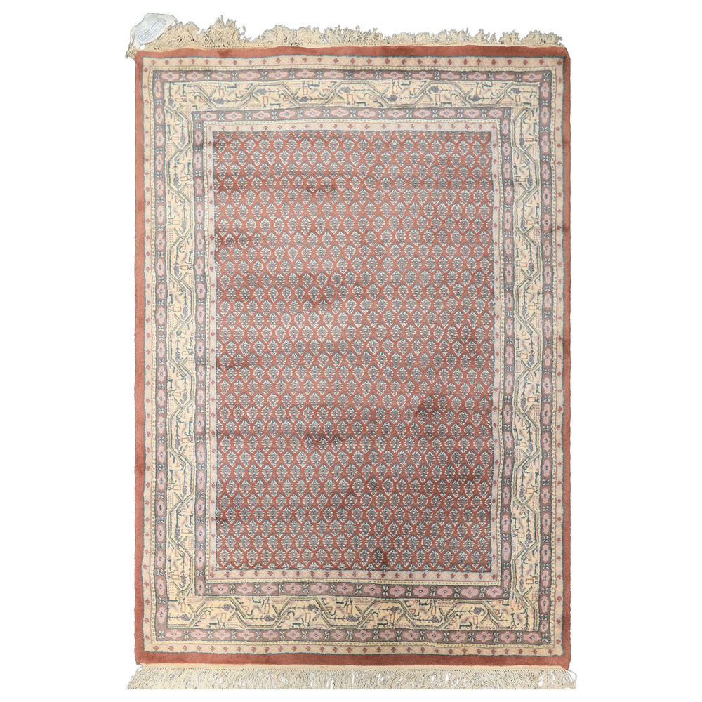 4x6 Rose, Ivory, Taupe Color Hand Knotted Wool Traditional Oriental Rug