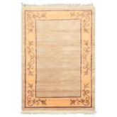 4x6 Beige, Peach, Brown Color Hand Knotted Tibetan Wool Traditional Oriental Rug