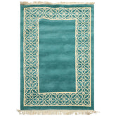 4x6 Turquoise, Ivory, Color Hand Knotted Indo Tibetan Wool Transitional Oriental Rug