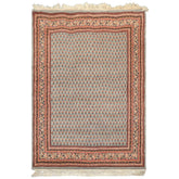 4x6 Slate, Ivory, Rose Color Hand Knotted Wool Traditional Oriental Rug
