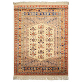 4x6 Beige, Burnt Orange, Gold Color Hand Knotted Turkish Kula Wool Traditional Oriental Rug