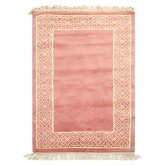 4x6 Blush, Ivory, Color Hand Knotted Indo Tibetan Wool Transitional Oriental Rug
