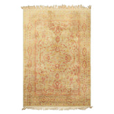 4x6 Mint, Gold, Rose Color Hand Knotted Indo Oushak Wool Traditional Oriental Rug