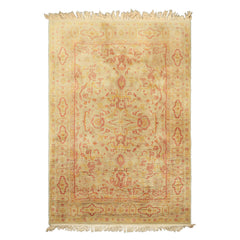 4x6 Mint, Gold, Rose Color Hand Knotted Indo Oushak Wool Traditional Oriental Rug