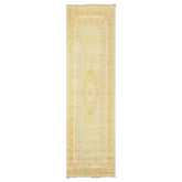 Runner Faded Mint, Aqua, Blush Color Hand Knotted French Aubusson Savonnerie Wool Traditional Oriental Rug
