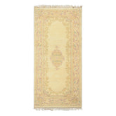 Runner Ivory, Mint, Lavender Color Hand Knotted French Aubusson Savonnerie Wool Traditional Oriental Rug