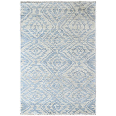 Multi Size Gray Blue Color Hand Knotted Oushak Wool Oriental Rug