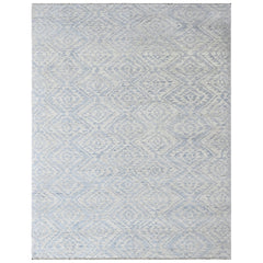 Multi Size Gray Blue Color Hand Knotted Oushak Wool Oriental Rug