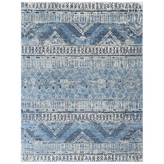 Multi Size Blue Gray Navy Color Hand Knotted Oushak Wool Oriental Rug