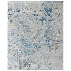 Multi Size Gray Blue Slate Color Hand Knotted Tibetan Wool Oriental Rug