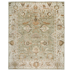 12x15 Sage, Green, Beige Color Hand Knotted Oushak Wool Oriental Rug