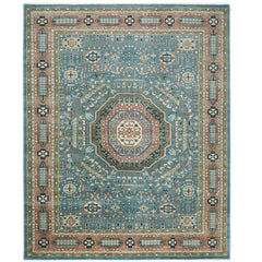 12x15 Blue, Rose, Green Color Hand Knotted Oushak Wool Traditional Oriental Rug