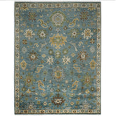 9x12 Celadon, Lime, Gold Color Hand Knotted Oushak Wool Oriental Rug