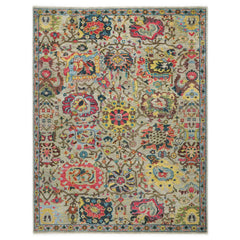 9x12 Mint, Gold, Lime Color Hand Knotted Oushak Wool Oriental Rug