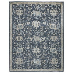 9x12 Blue, Slate, Beige Color Hand Knotted Oushak Wool Oriental Rug