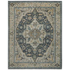 9x12 Blue, Gray, Slate Color Hand Knotted Oushak Wool Oriental Rug