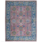 9x12 Pink, Blue, Ivory Color Hand Knotted Oushak Wool Oriental Rug