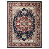 9x12 Blue, Rust, Ivory Color Hand Knotted Oushak Wool Oriental Rug
