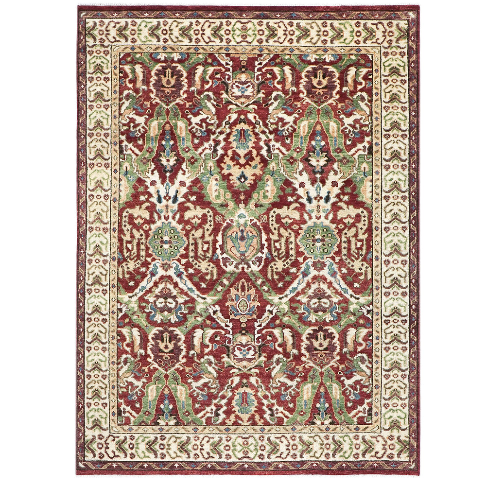 9x12 Rust, Lime, Ivory Color Hand Knotted Oushak Wool Oriental Rug