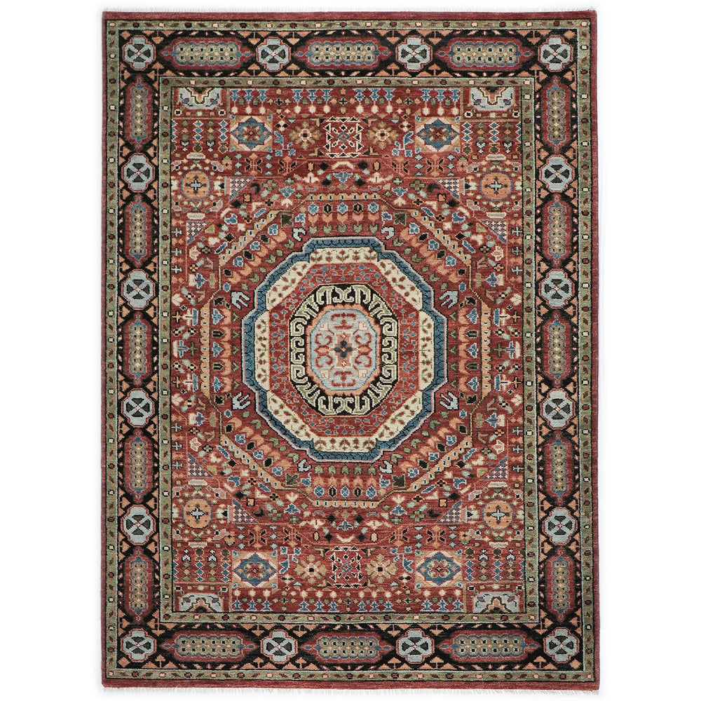 9x12 Rust, Sage, Blue Color Hand Knotted Oushak Wool Traditional Oriental Rug