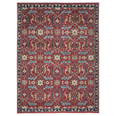 9x12 Rust, Sage, Blue Color Hand Knotted Oushak Wool Transitional Oriental Rug