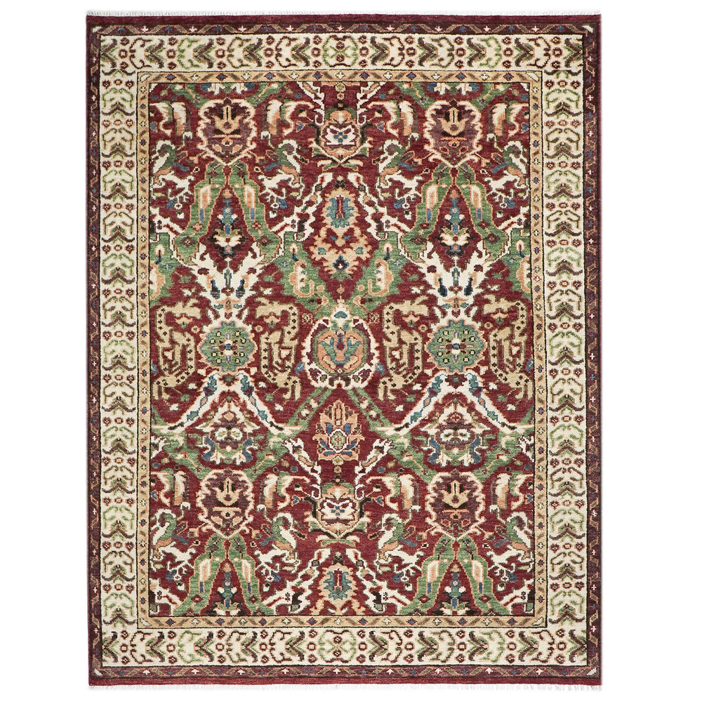 9x12 Rust, Lime, Ivory Color Hand Knotted Oushak Wool Oriental Rug