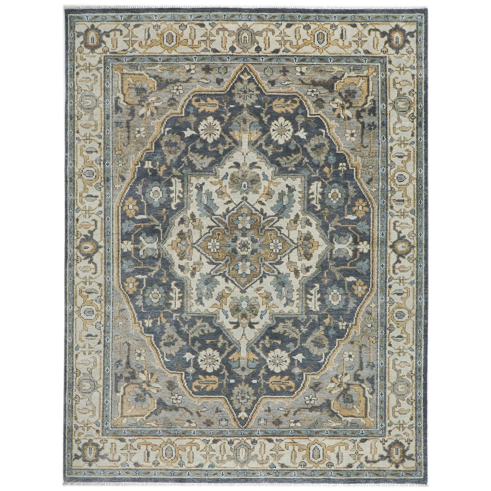 9x12 Blue, Gray, Beige Color Hand Knotted Oushak Wool Oriental Rug