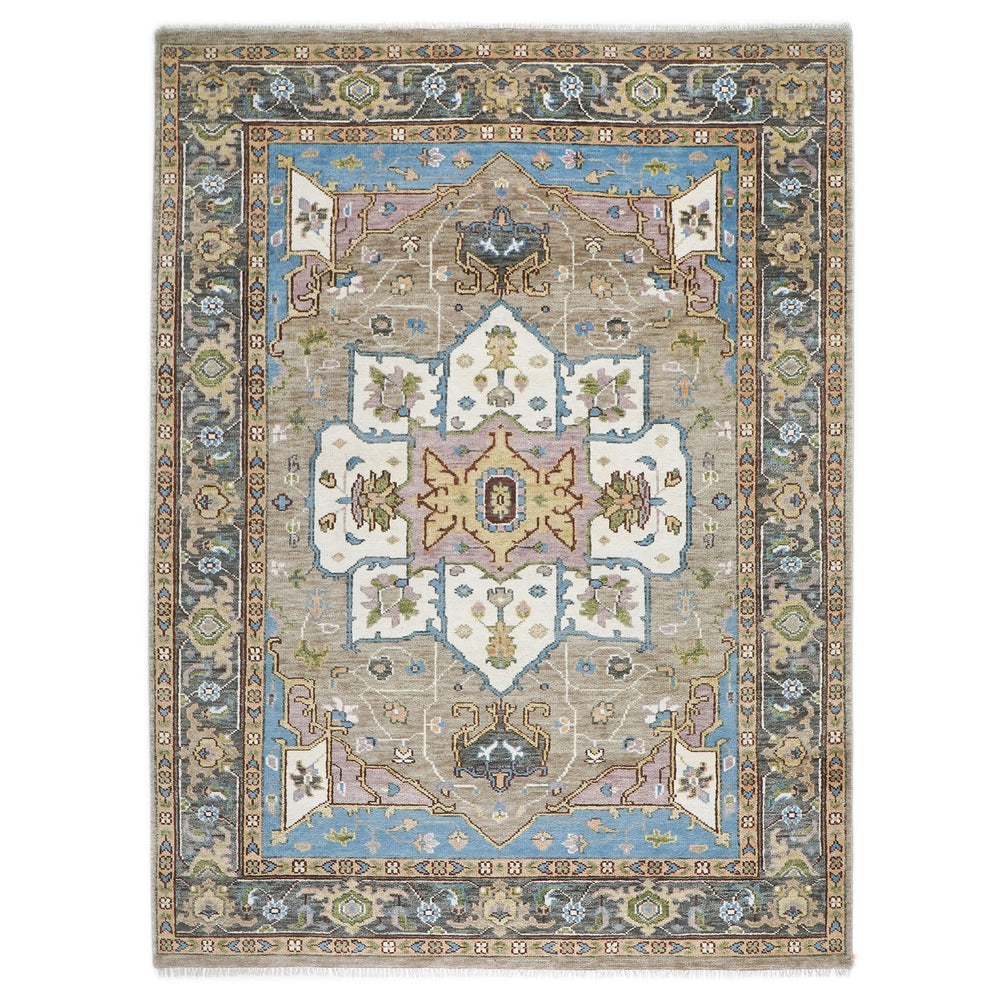 9x12 Beige, Tan, Ivory Color Hand Knotted Oushak Wool Oriental Rug