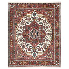 9x12 Ivory, Rust, Rose Color Hand Knotted Oushak Wool Oriental Rug