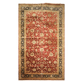 Palace Maroon, Black, Taupe Color Hand Knotted Agra New Zealand Wool & Silk Traditional Oriental Rug