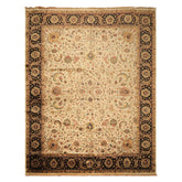 Palace Beige, Black, Maroon Color Hand Knotted Agra New Zealand Wool Traditional Oriental Rug