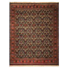12x15 Mid Night Blue, Rose, Ivory Color Hand Knotted Indo Persian Wool Traditional Oriental Rug