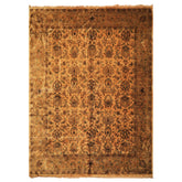 10x14 Light Gold, Brown, Turquoise Color Hand Knotted Oushak New Zealand Wool Transitional Oriental Rug