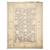 Palace Gray, Ivory, Light Gold Color Hand Knotted Oushak Wool Transitional Oriental Rug